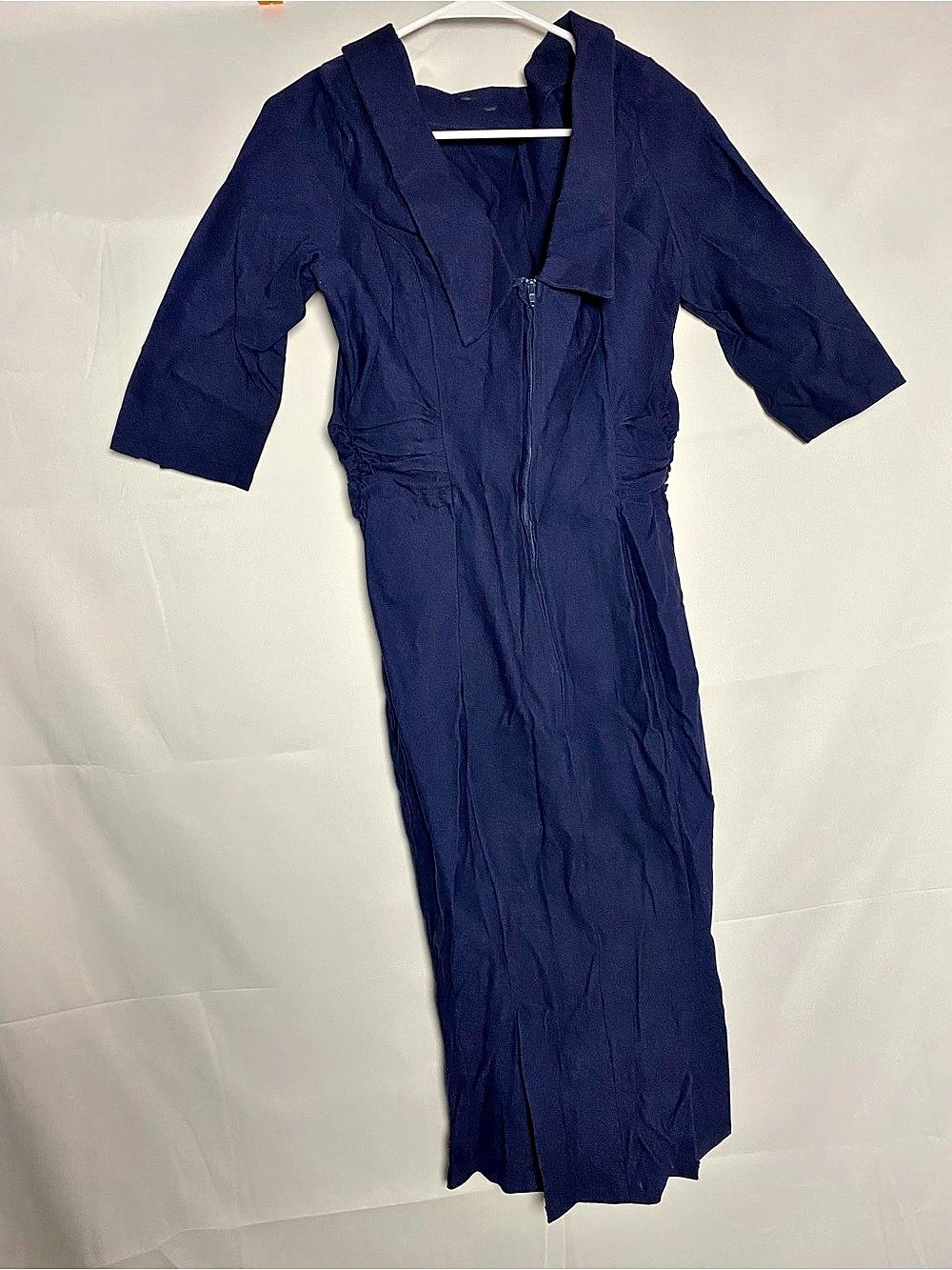 Unique Vintage Midi Dress in Blue Size XL